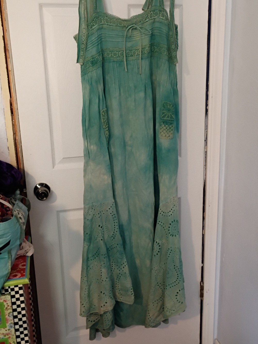 NWT A Rare Bird Miss Madam Seafoam Maxi Eyelet Dress S M